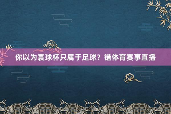 你以为寰球杯只属于足球？错体育赛事直播