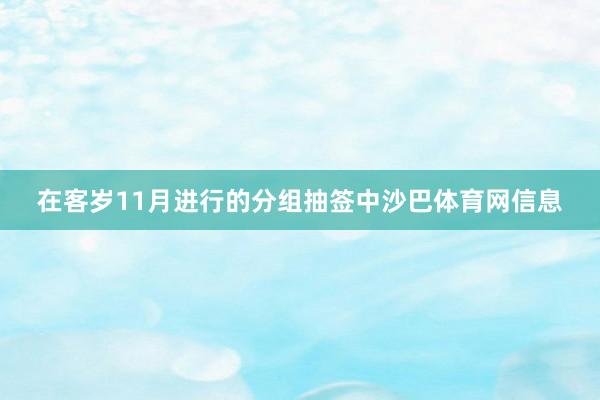 在客岁11月进行的分组抽签中沙巴体育网信息