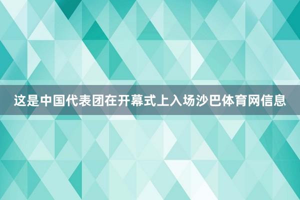 这是中国代表团在开幕式上入场沙巴体育网信息