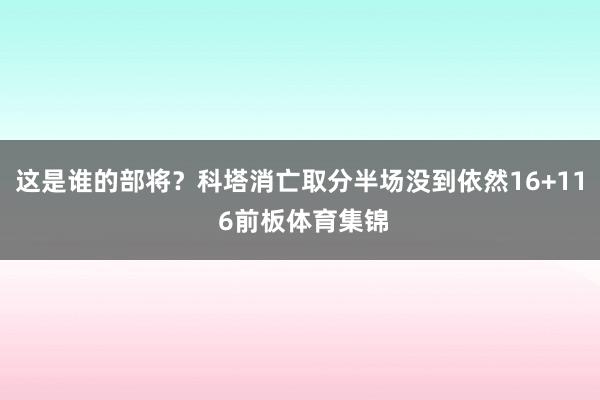 这是谁的部将？科塔消亡取分半场没到依然16+11 6前板体育集锦