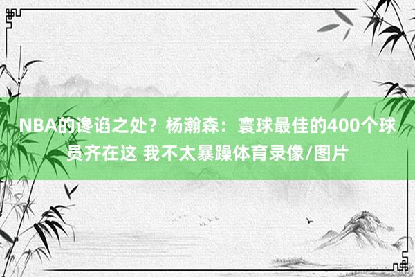 NBA的谗谄之处？杨瀚森：寰球最佳的400个球员齐在这 我不太暴躁体育录像/图片