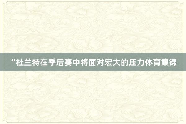 “杜兰特在季后赛中将面对宏大的压力体育集锦