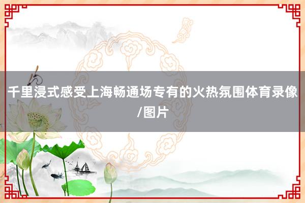 千里浸式感受上海畅通场专有的火热氛围体育录像/图片
