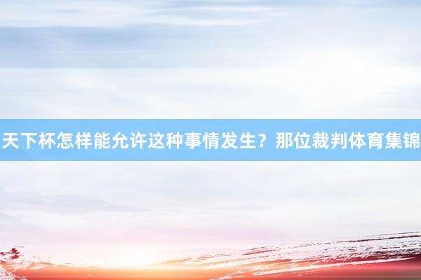 天下杯怎样能允许这种事情发生？那位裁判体育集锦